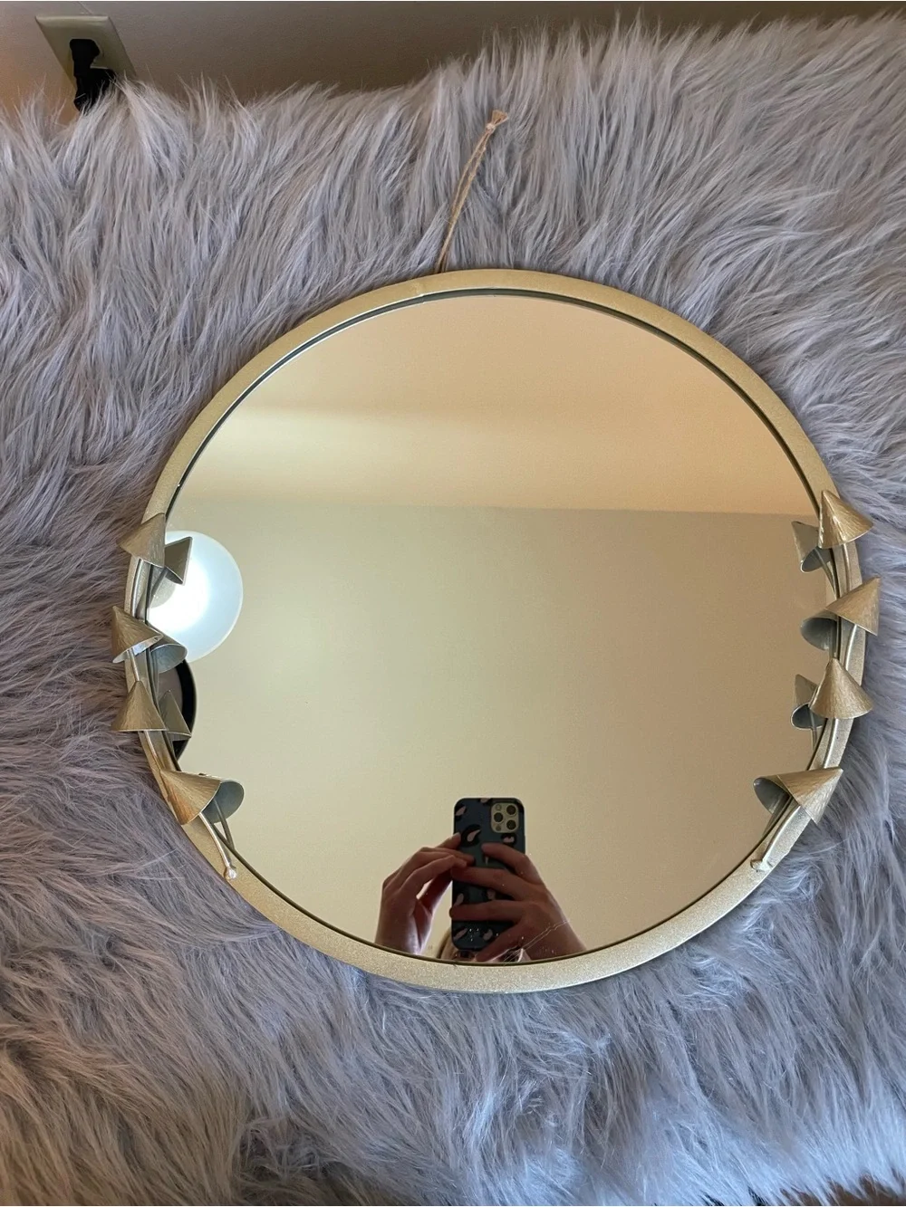 Gold Round Decorative Wall Mirror with Sculptural Accents - Picture 1 of 8